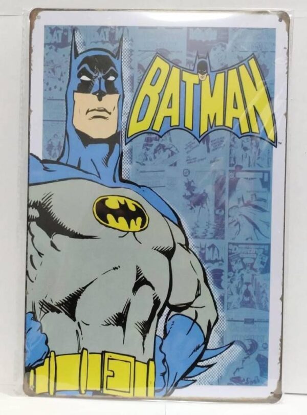 Batman Blue Tin Signboard Iron Metal Plate F/S-M501 from japan Rare  Good condit