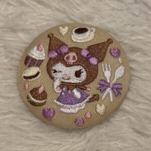Sanrio Embroidered Can Badge Black F/S-M501 from japan Rare  Good condition