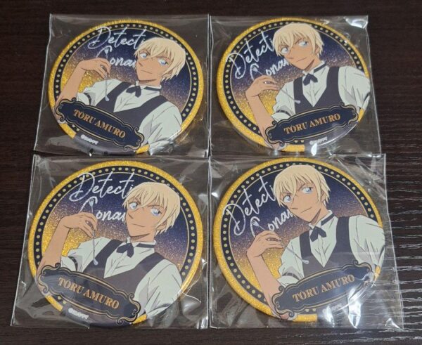 Amuro Toru Furuya Rei Bourbon Can Badge 4-Piece Set F/S-M501 from japan Rare  Go