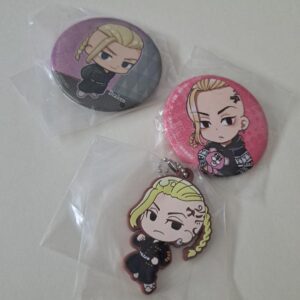 Tokyo Revengers Ryuguji Ken Can Badge Keychain Set F/S-M501 from japan Rare  Goo